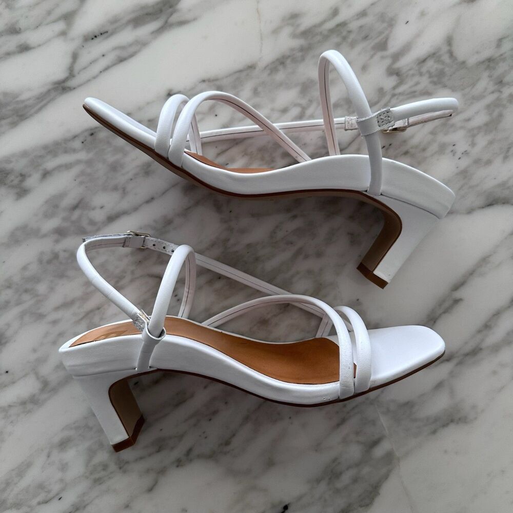 Bared Footwear Godwit White Leather Strappy High Heels Sz 37 (US 7) Wedding